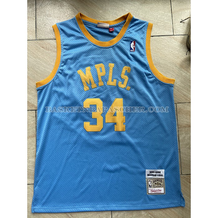Maillot Los Angeles Lakers Shaquille O'neal NO 34 Mitchell & Ness 2001-02 Bleu